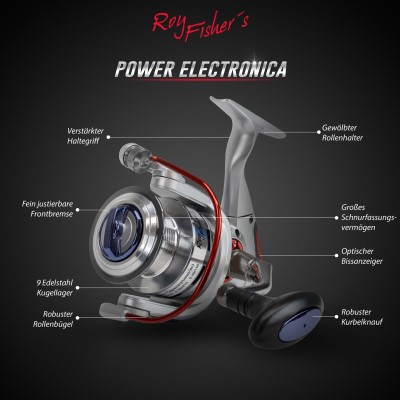 Roy Fishers Power Electronica 40 Bissanzeiger Angelrolle,