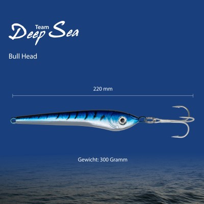 Team Deep Sea Bull Head, 300g - Blaue Makrele - 1 Stück