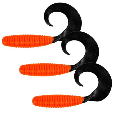 Angel Domäne Dorsch Mega Twister orange/schwarz 10cm, - 10cm - orange/schwarz- 3Stück