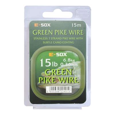Drennan E-SOX Green Pike Wire Stahlvorfach, 15m, 6,80kg, 15lb, 0,36mm