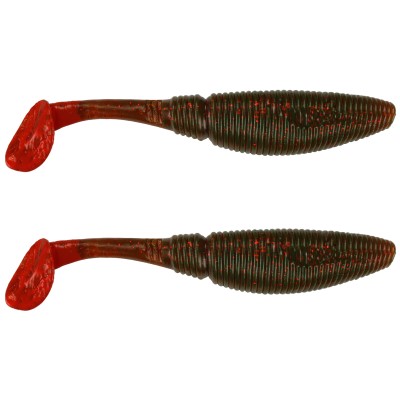 Gummifisch Paddel Pro Vibro 25g Farbe Motoroil Red Tail, 13,50cm - Motoroil Red Tail - 25g - 2Stück