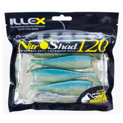 Illex Nitro Shad 120 Gummifisch Blue Herring, - 12cm - Sardine - 16,5g - 4 Stück
