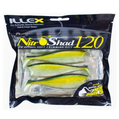 Illex Nitro Shad 120 Gummifisch Golden Green, - 12cm - Golden Green - 16,5g - 4 Stück
