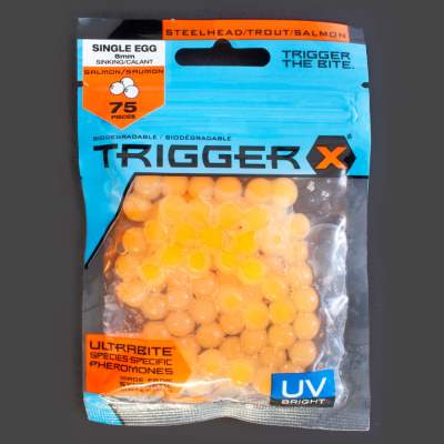 Trigger X Salmon Egg (Lachseier 8mm) UV Flame Orange, 8mm - UV Flame Orange - 75Stück