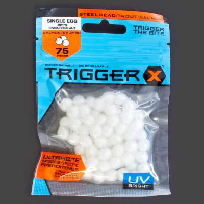 Trigger X Salmon Egg (Lachseier 8mm) UV Milky White, 8mm - UV Milky White - 75Stück