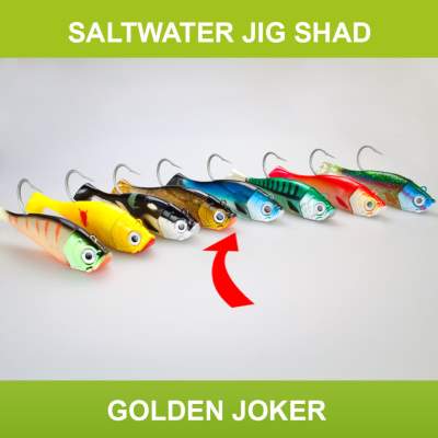 Team Deep Sea Saltwater Jig Shad, 20,0cm, 265g, 1 Kopf + 1 Shad, Golden Joker, 20cm - Golden Joker - 265 - 1+1Stück