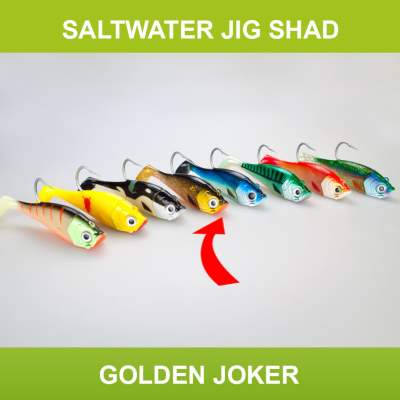 Team Deep Sea Saltwater Jig Shad, 16,0cm, 180g, 1 Kopf + 1 Shad, Golden Joker, 16cm - Golden Joker - 180 - 1+1Stück