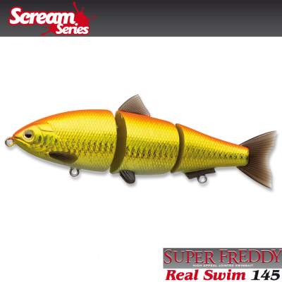Illex Super Freddy Real Swim 145 Swimbait R/G, - 14,5cm - Red & Gold - 56g - 1Stück