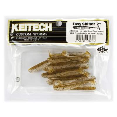 Keitech Easy Shiner 2 Gummifische 5,4cm - 1g - Green Pumpkin PP Shad - 12Stück