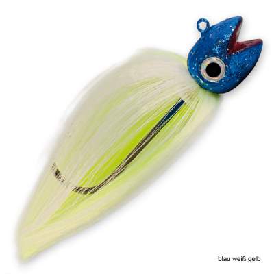 Team Deep Sea Monsta Hairy Birdy Jigs 300g BWG, - blau/weiß-gelb - 300g - Gr.12/0 - 1Stück