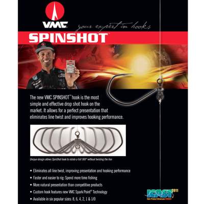 VMC 7119SS Spinshot Drop Shot Hook 1, - black nickel - Gr 1 - 5Stück
