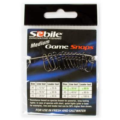 Sebile Game Snaps Medium Black Nickel MGS-TT-#4 60lbs, Black Nickel - TK60lbs - 12Stück
