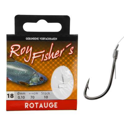 Roy Fishers Gebundene Vorfachhaken Rotauge, Gr. 18 - 70cm - 0,10mm - 10Stück