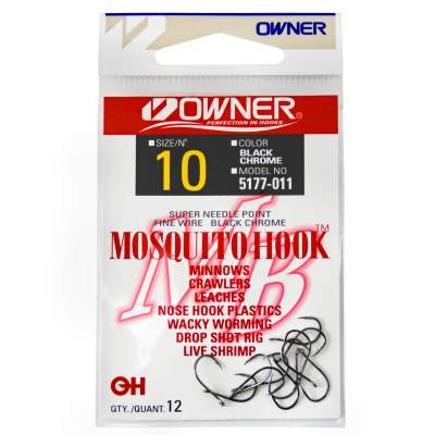 Owner 5177-011 Mosquito Hook 10, schwarz - Gr.10 - 12 Stück