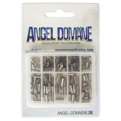 Angel Domäne Quetschhülsen Set 1-1,5-1,8-2-2,5-2,8-3mm 210 Stück,