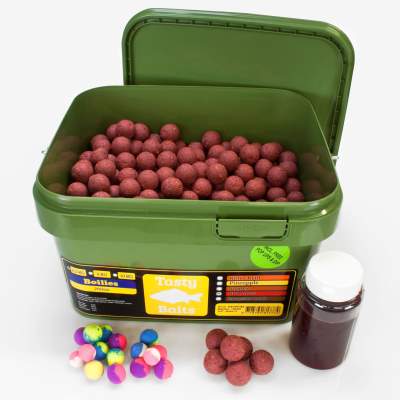 Tasty Baits Bucket Boilies 20mm Sessionpack Pop-Up + Dip 2,5kg BBQ Meat