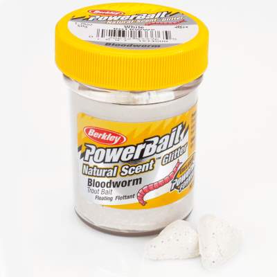 Berkley Powerbait Natural Scent Trout Bait Glitter Bloodworm White, 50g