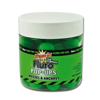 Dynamite Baits Fluro Pop Ups DY568, Mussel & Anchovy - (DY568) - 15mm - 150g