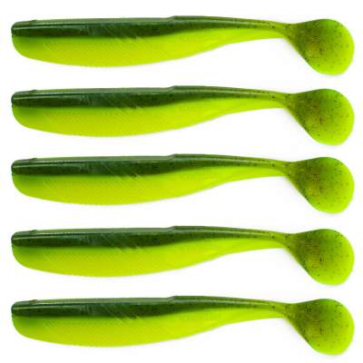 Angel Domäne Action Shad O-Tail, 10,5cm, Chartreuse Grün Black Pepper 5er Pack, 10,5cm - Chartreuse Grün Black Pepper - 5 Stück
