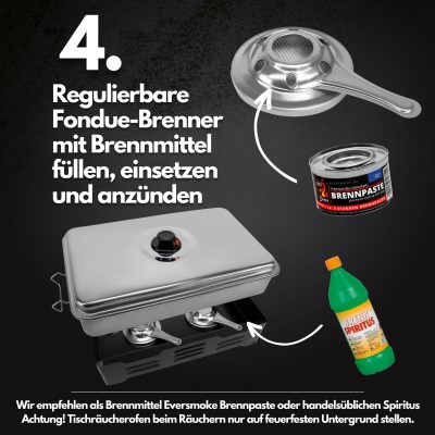 Eversmoke Räucherset Tischräucherofen Starter Bundle L (Ofen, Räuchermehl, Räucherblitz,2xBrennpaste, Filetiermesser Set)