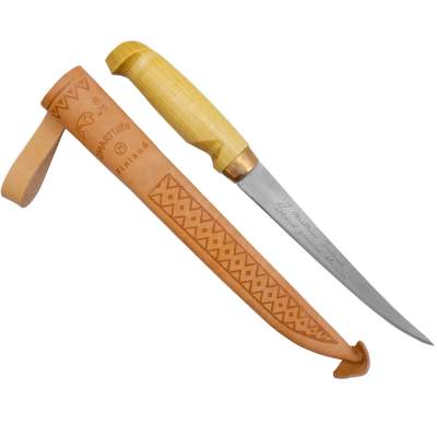 Marttiini Filleting Knife Classic, 19 cm / 31 cm mit Holzgriff und Lederscheide