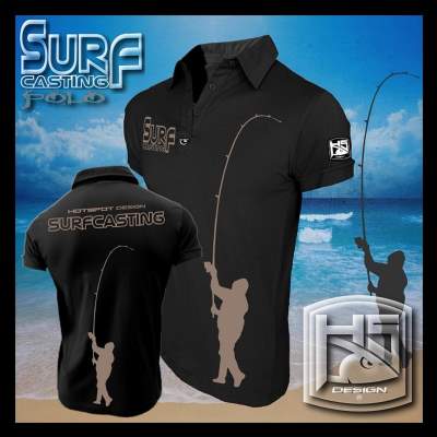 Hotspot Design Polo Shirt Surf Casting Gr. XXL, black - Gr.XXL - 1Stück