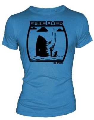 Hotspot Design T-Shirt Game Over Shark Gr. XXL sky blue - Gr.XXL - 1Stück