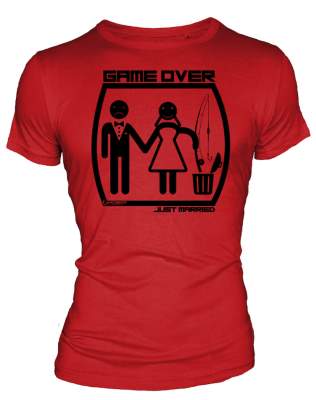 Hotspot Design T-Shirt Game Over Just Married Gr. XL, red - Gr.XL - 1Stück