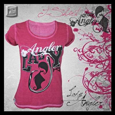 Hotspot Design Damen T-Shirt Lady Angler Gr. L, pink - Gr.L - 1Stück