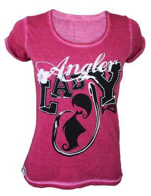 Hotspot Design Damen T-Shirt Lady Angler Gr. S pink - Gr.S - 1Stück