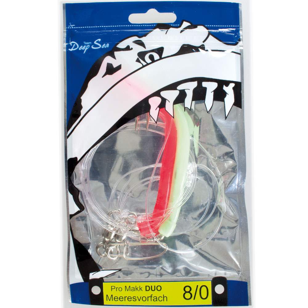 Pro rubber makk duo sea rig in backer cod various sizes/colors