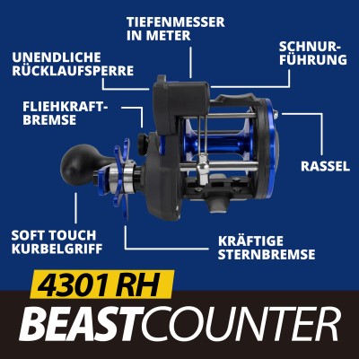 Team Deep Sea Beastcounter 4300 RHLC, 420m/0,40mm - 3,8:1 - 620g