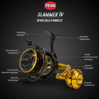 Penn Slammer IV 8500 - 415m/0,46mm - 4,7:1 - 870g