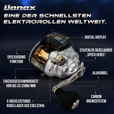 Banax Kaigen 500 TM Twin Elektro Rolle, 480m/ 0,25mm - 3,20:1 - 885g