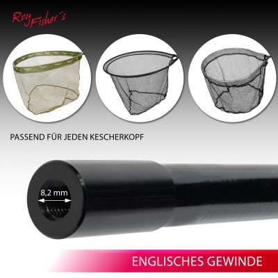 Roy Fishers Power Net Handle Kescherstange 2,00m