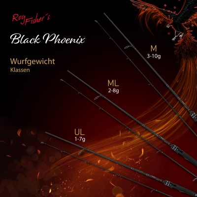 Roy Fishers Black Phoenix Ultralight-Rute M - 3-10g - 2,00m