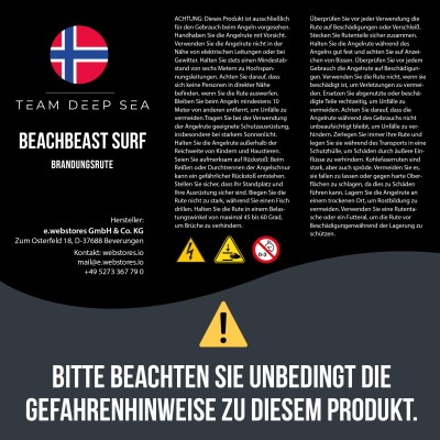 Team Deep Sea Beachbeast Surf - Brandungsrute 420cm - 100-250g - 3tlg - 622g