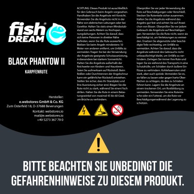 Fishdream Karpfenrute Black Phantow II 3,60m 3tlg. 2,5 -2,75lbs