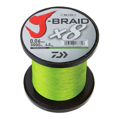 Daiwa J-Braid X8 1m Geflochtene Schnur chartreuse - TK4,0kg - 0,06mm - 1m von der Großspule