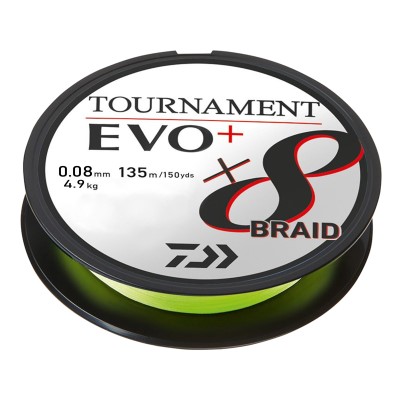 Daiwa Tournament x8 Braid Evo+, chartreuse - TK4,9kg - 0,08mm - 135m