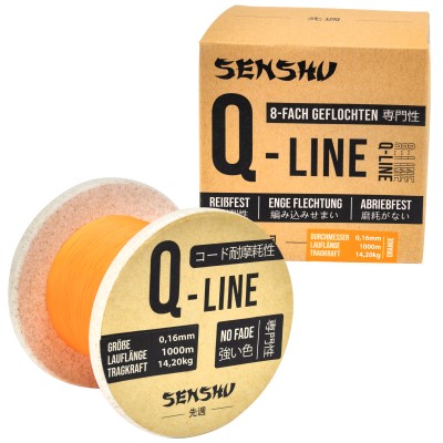 Senshu Q-Line Geflochtene Schnur 0,16mm - orange - 1m von der Großspule