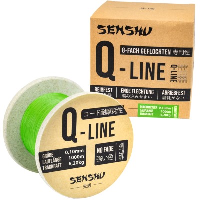 Senshu Q-Line Geflochtene Schnur 0,14mm - lime green - 1m von der Großspule