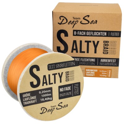 Team Deep Sea Salty-Braid Geflochtene Schnur 0,20mm - orange - 1m von der Großspule