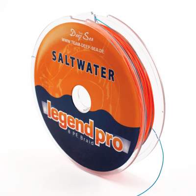 Team Deep Sea Saltwater Legend Pro, 8 PE Braid 300 029, 300m - 0,29mm - orange/darkblue - 26,7kg