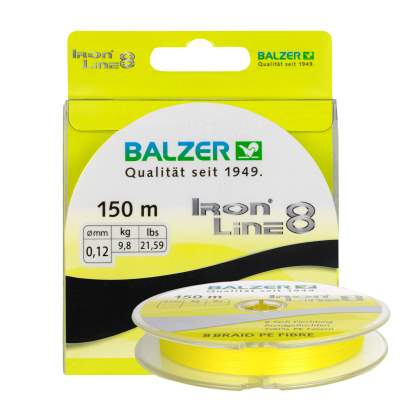 Balzer Iron Line 8, 150m - 0,12mm - 9,8 kg - gelb