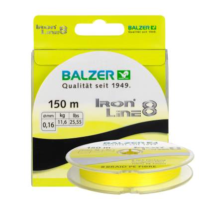 Balzer Iron Line 8, 150m - 0,16mm - 11,6 kg - gelb