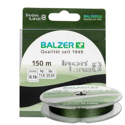 Balzer Iron Line 8 Geflochtene Schnur 150m - 0,16mm - 11,6 kg - grün