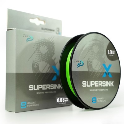 JVS SuperSink 8-Braid Feederline - Feederschnur sinking - 200m - 0,10mm - grün - 8,0kg