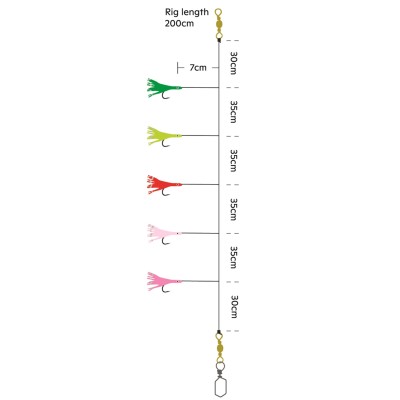 Kinetic Blekksprut Mini Rig, 200cm - Rainbow Mix - Multicolour