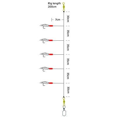 Kinetic Meeresvorfach Flex Rig, 200cm - Silver Flex - 5 Haken